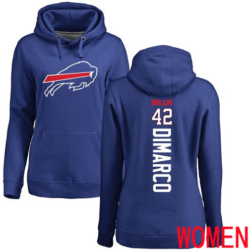 NFL Women Buffalo Bills #42 Patrick DiMarco Royal Blue Backer Pullover Hoodie Sweatshirt